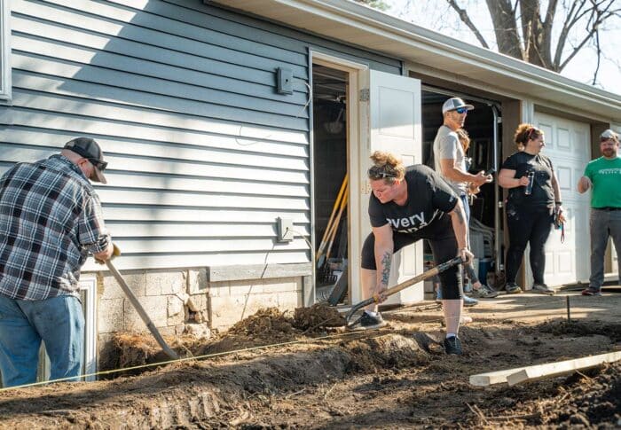 people digging around new house