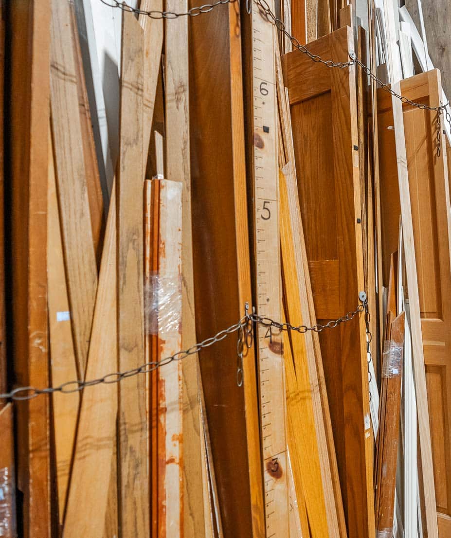 salvaged doors inside store