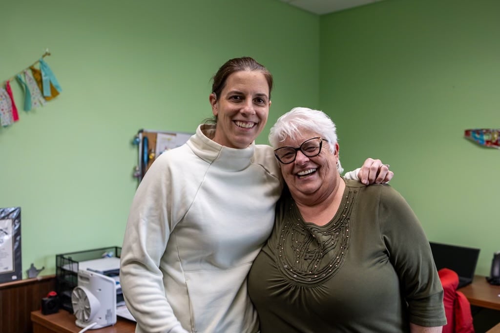 Amy (L) and Tina (R) at Habitat's offices, March 2024